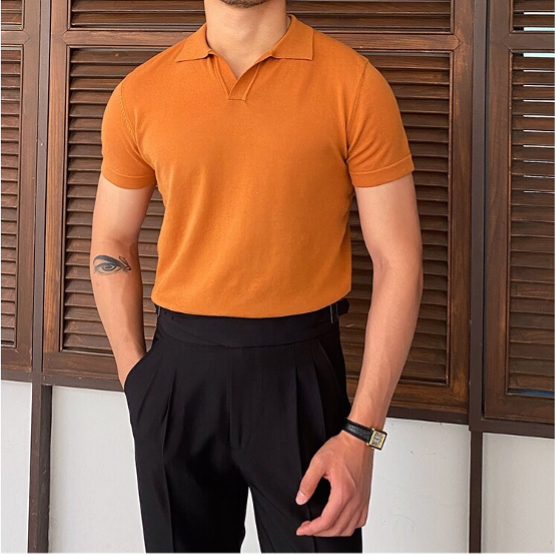 Polo tričko s výstřihem do V